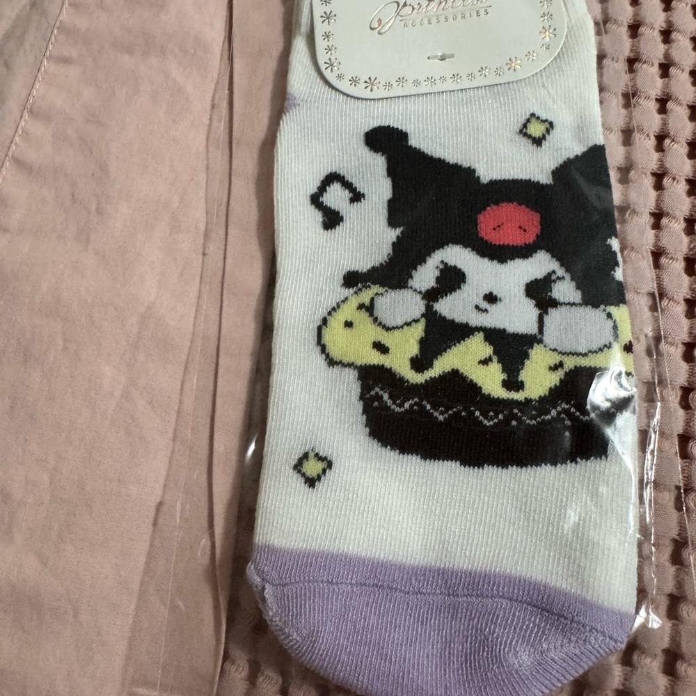 NWT Cute Kuromi socks with Music Note Design in purple